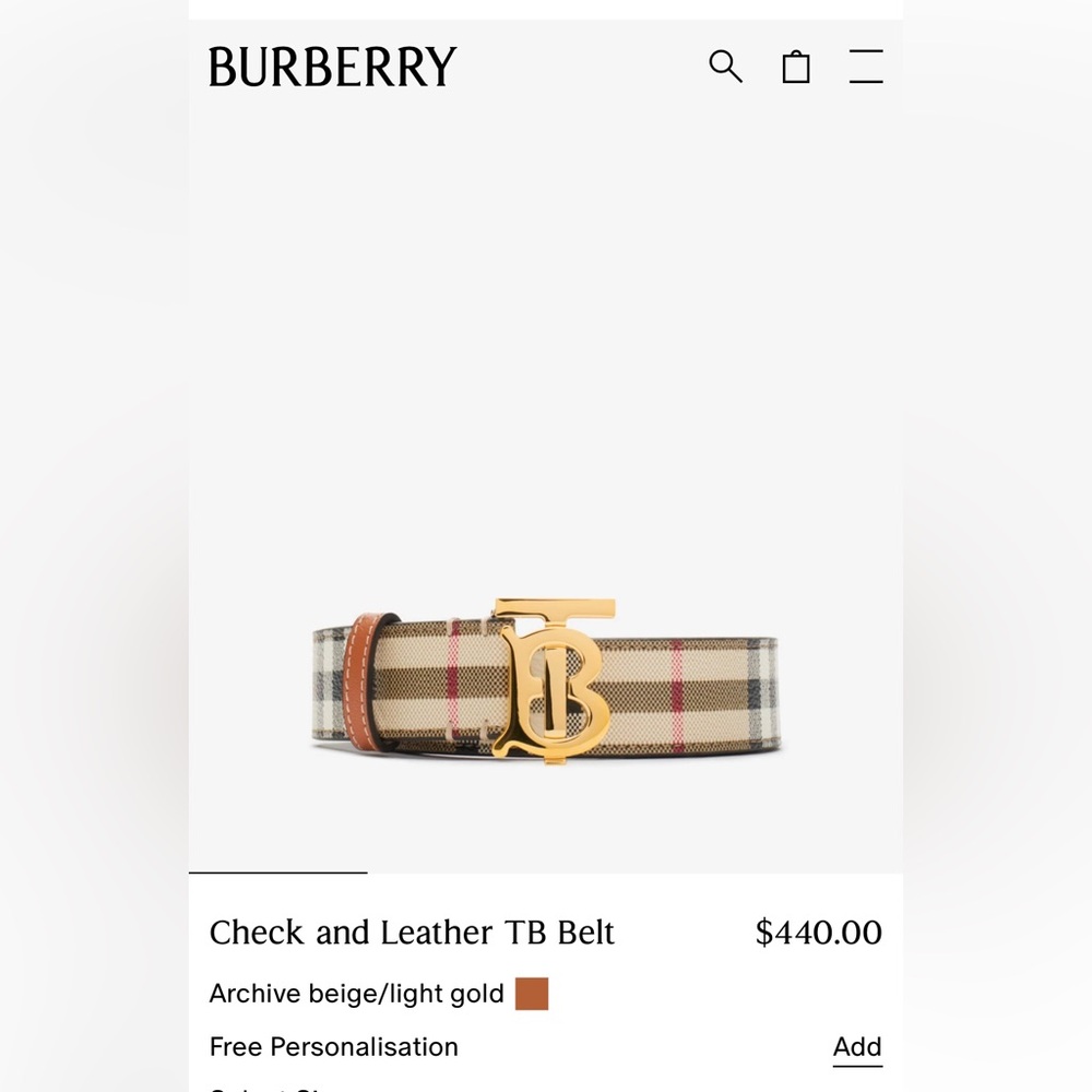 BURBERRY TB BELT SIZE SMALL BRAND NEW - Picture 3 of 8